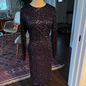 Lillie Rubin navy Sequin low back Dress